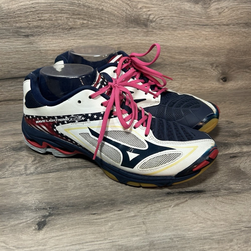 Mizuno Wave Lightning Z3 Volleyball Shoes Red White Blue Women's Size 9